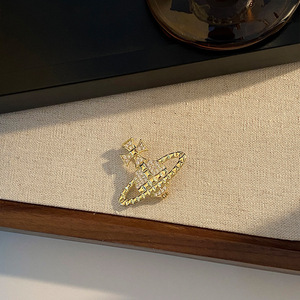 High-End New Fashion Simple Temperament Corsage <strong>Saturn</strong> <strong>Brooch</strong> with Exquisite Diamond Pattern Super Flash Luxury Corset Design - Product Image 4