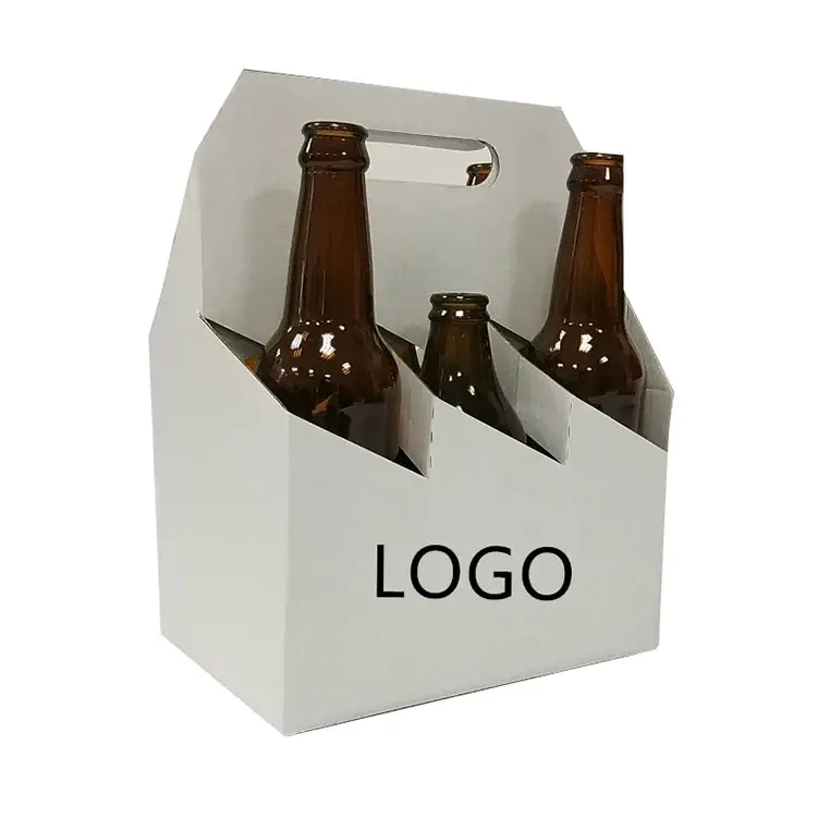 premium cardboard kraft corrugated box packing with handle Tequila Champagne beer carrier box 6 bottle beer carrier