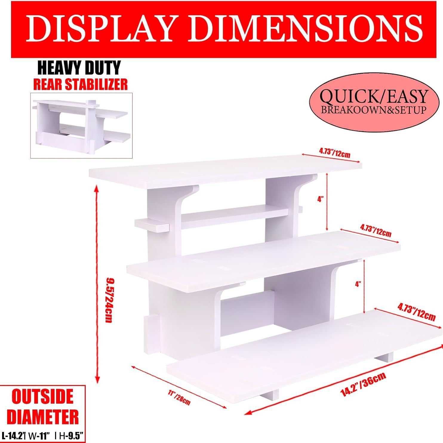 White three-tier display rack