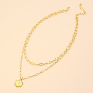 Dainty สร้อยคอทองคำ18K ทรงหกเหลี่ยมโซ่ประดับชั้นน่ารักของขวัญสุดเพอร์เฟกต์สำหรับผู้หญิงสเตนเลสชุบทองไข่มุกหินหลัก - Product Image 1