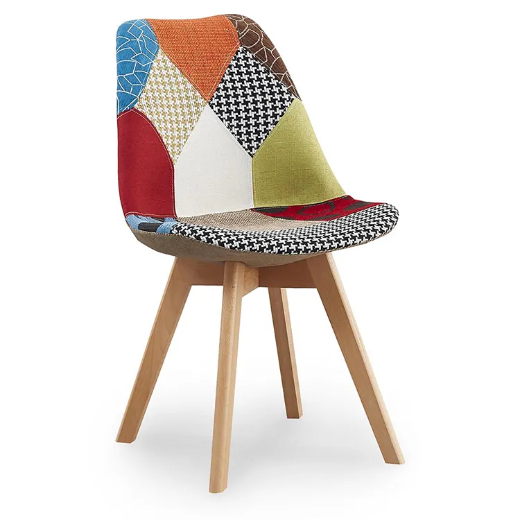 Antique Furniture sets Cadeiras para Sala Tulipa Cadeira com tampa de Tecido madeira faia Pernas Modern patchwork Cadeira de Jantar