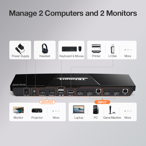 TESmart ODM Video Umschalter <strong>4</strong> <strong>Input</strong> 2 <strong>Output</strong> Hdmi Switcher <strong>Kvm</strong> <strong>Switch</strong> <strong>4</strong> Port Dual Monitor Edid 4k60hz <strong>Kvm</strong> <strong>Switches</strong>