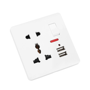 Venta directa de fábrica 250V 16A + 13A enchufe conmutado múltiple con luz + enchufe de interruptor de pared 2USB - Product Image 3
