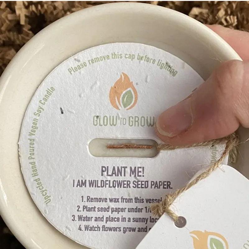 Экологичная печать на бумажных семенах, фирменный логотип, защита от пыли для свечей, пылезащитный чехол для свечей