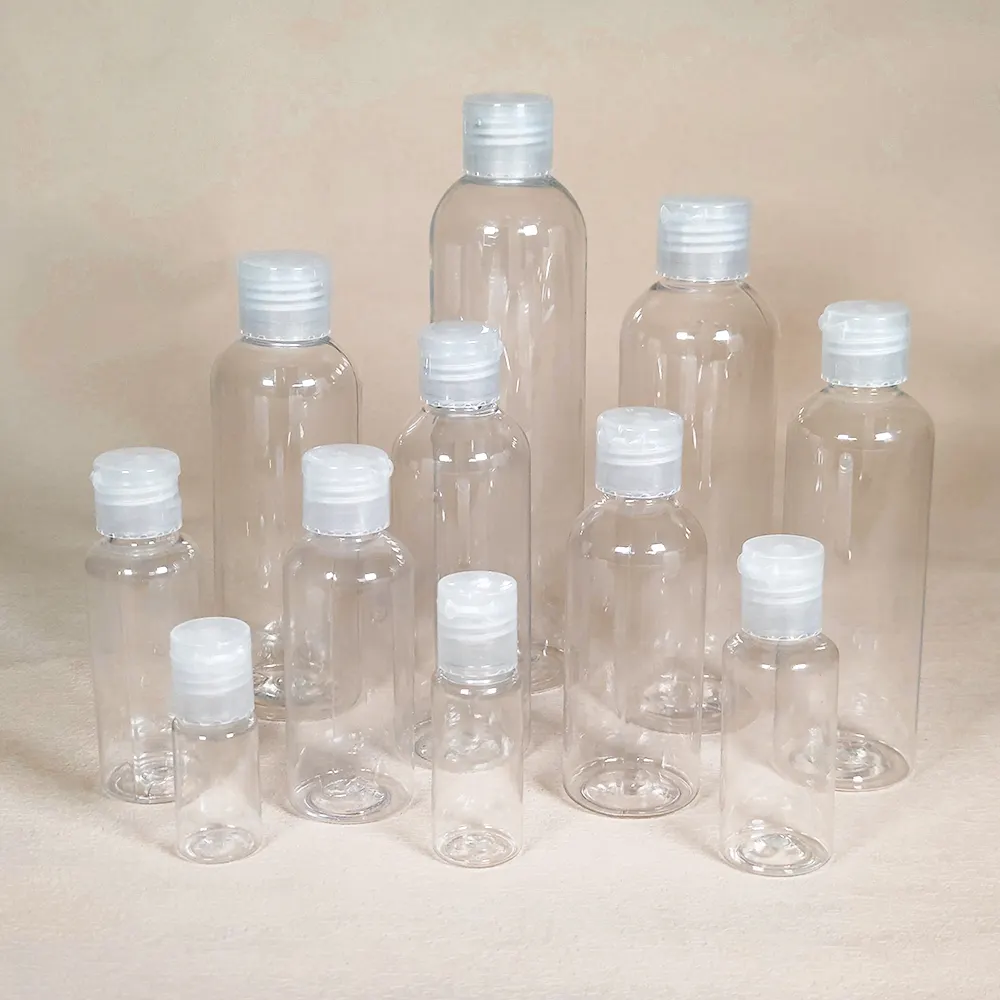 Pas cher prix 5ml 30ml 50ml emballage en plastique bouteilles en PET pour cosmétique clair vide bouteille en PET