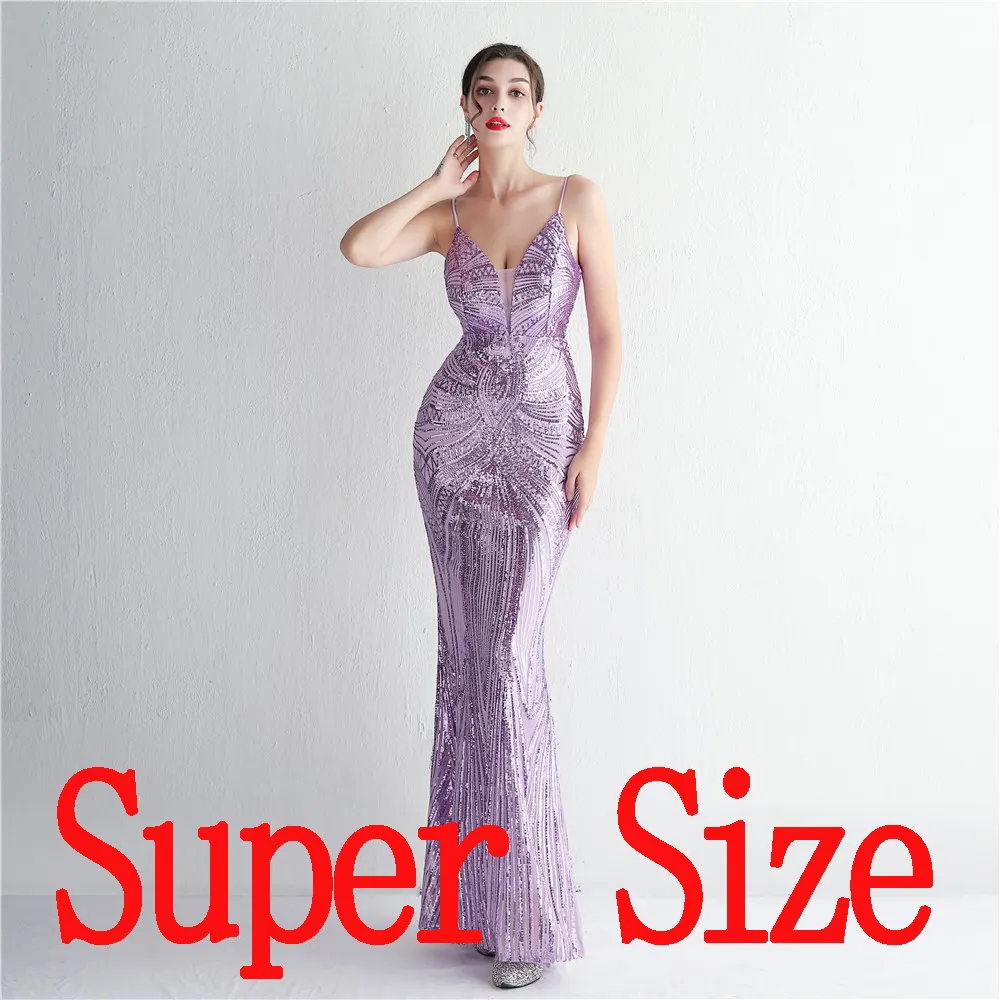 19330-S # posizionamento fiore elegante donna paillettes lungo sirena formaldress sera Fat Lady Dress Plus Size Dress Super Size