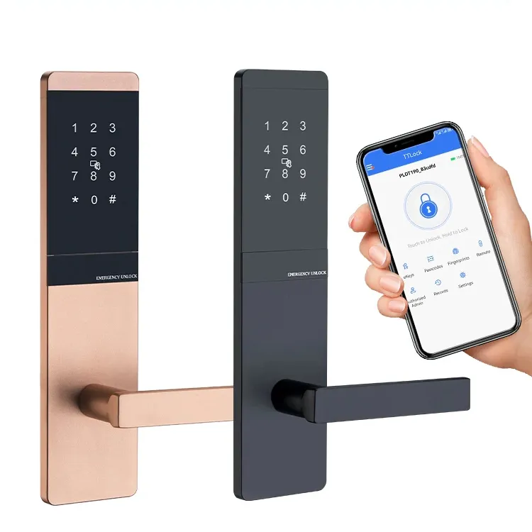 قفل رقمي لباب الفندق والمنزل الذكي تطبيق Tuya الذكي للاستخدام في الأغراض السكنية قفل ببطاقة رمز مرور وبصمة الإصبع قفل ذكي ببطاقة WiFi