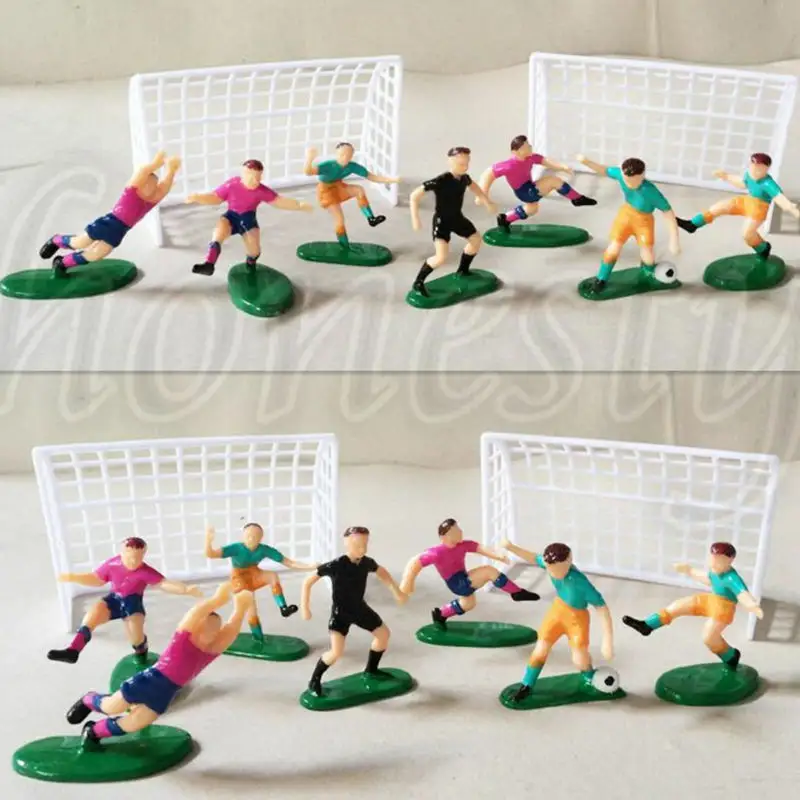 9 unids/set los jugadores de fútbol juguetes Topper de la torta de cumpleaños fiesta decoración herramienta modelo molde