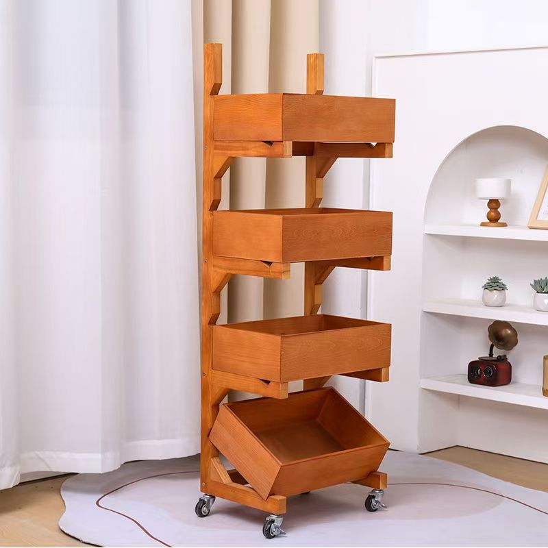 Four-layer brown pine wood with casters
