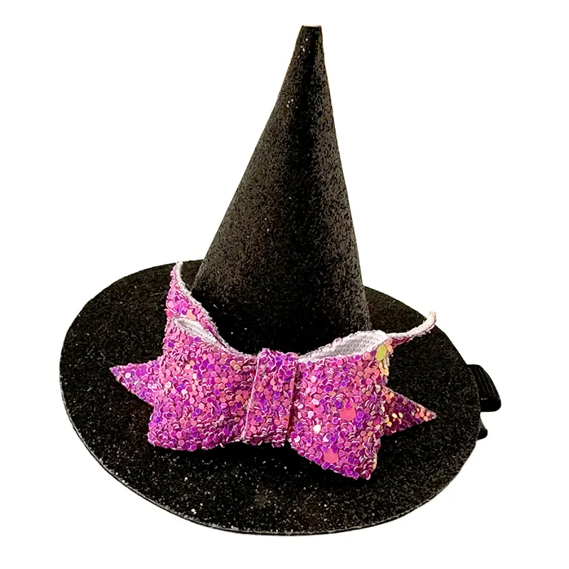 Pinces à cheveux à paillettes pour Halloween Mini chapeaux de sorcière Barrette à cheveux accessoires pour femmes et filles Épingles à cheveux