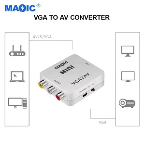 Equipos de audio y video 1080P Mini VGA2AV Adaptador VGA a AV RCA Caja adaptadora convertidora compuesta