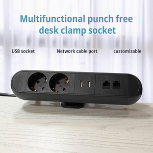 Escritorio Extraíble Escritorio Montaje Multi-Salidas UE Toma de corriente USB Abrazadera de mesa - Product Image 6