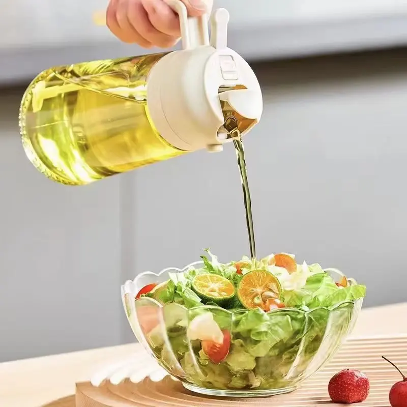 Yüksek kalite 470ml mutfak cam sprey şişe barbekü hava fritöz salata biftek mutfak pişirme için zeytinyağı püskürtücü şişe