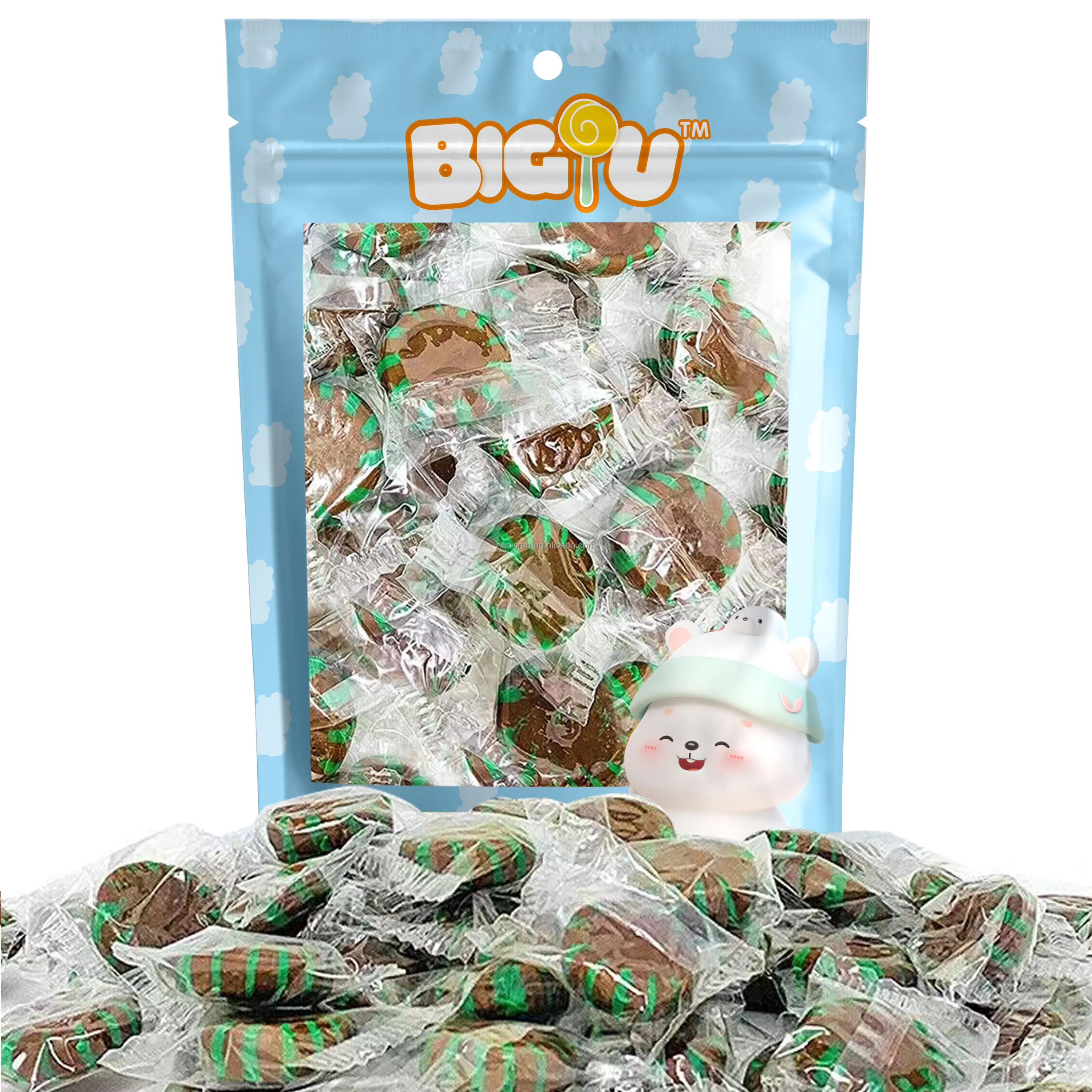 Bonbons durs assortis en vrac personnalisés emballés individuellement chocolat starlight/caramel/fruits tropicaux