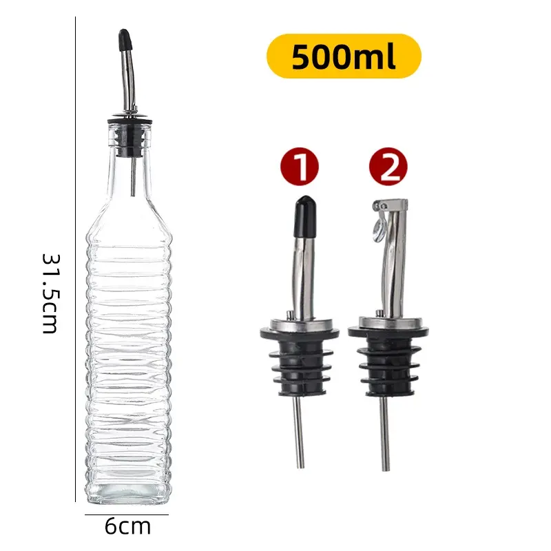 Schlankes 500 ml graviertes Glas Ölspender für Kochabzetz