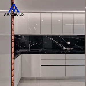 AMAZBUILD华丽功能意大利厨房半岛现代橱柜设计，带岛长凳酒吧 - Product Image 5