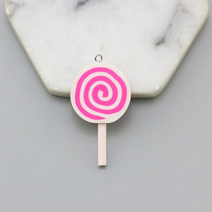 Minyatür polimer kil lolipop reçine Charms dekorasyon için anahtar zincirleri küpe kolye lolipop Polyer kil