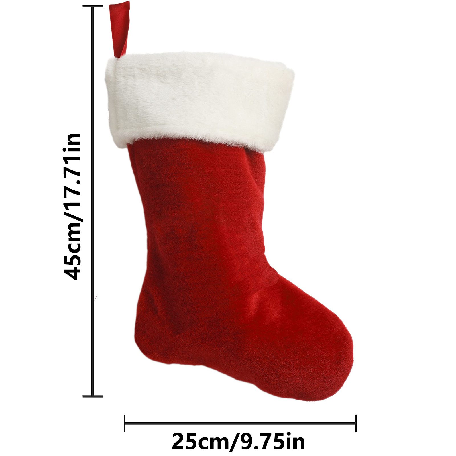 Chaussette de Noël courte en peluche rouge
