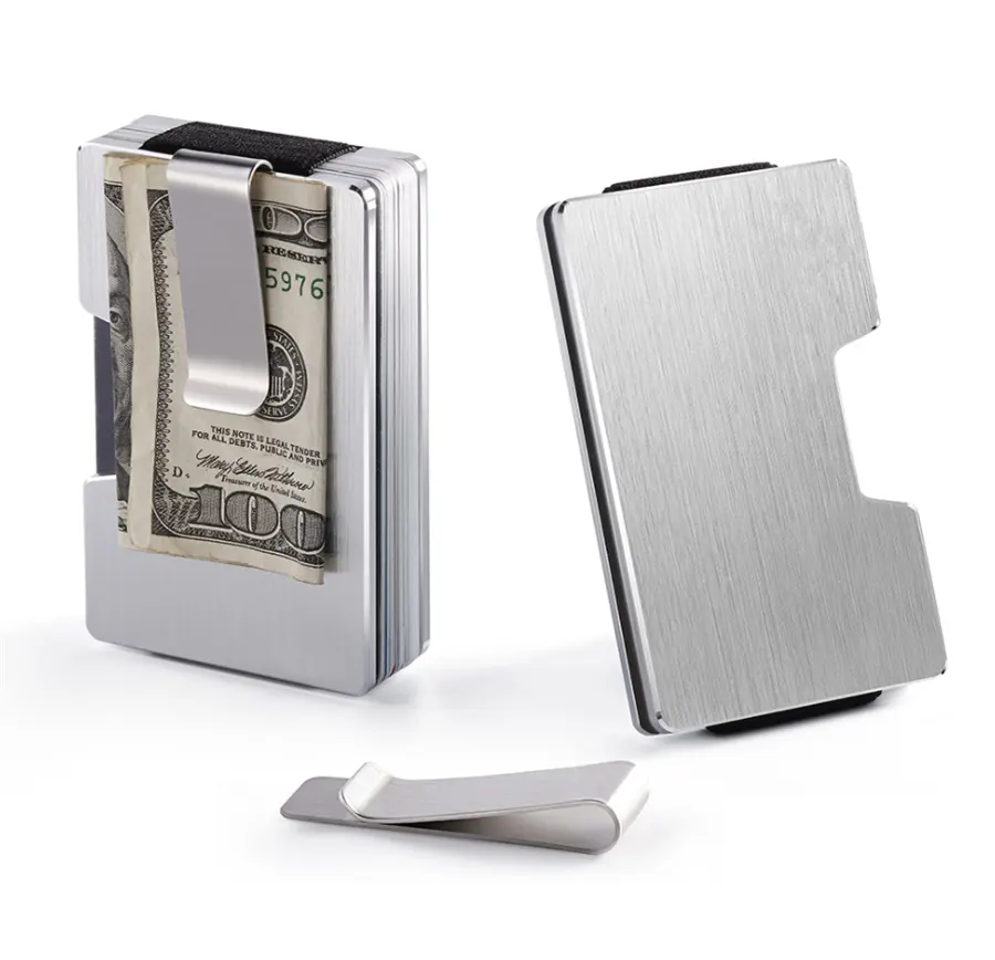울트라 얇은 RFID 차단 카드 홀더 도난 방지 알루미늄 슬림 카드 상자 자동 팝업 금속 케이스 머니 클립 프로모션