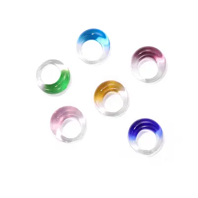 Anel de vidro fechado unqie, anel de vidro feito à mão com lâmpadas coloridas