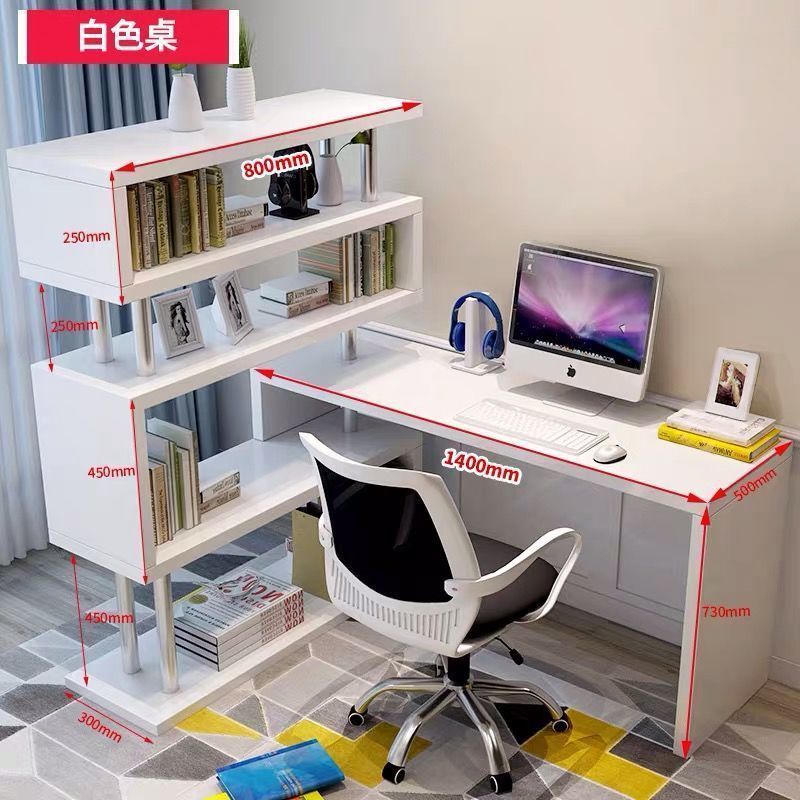 โต๊ะ 140 ซม. + ชั้นวางหนังสือ 80 ซม. 4 ชั้น - ไม่ใช่กระจก
