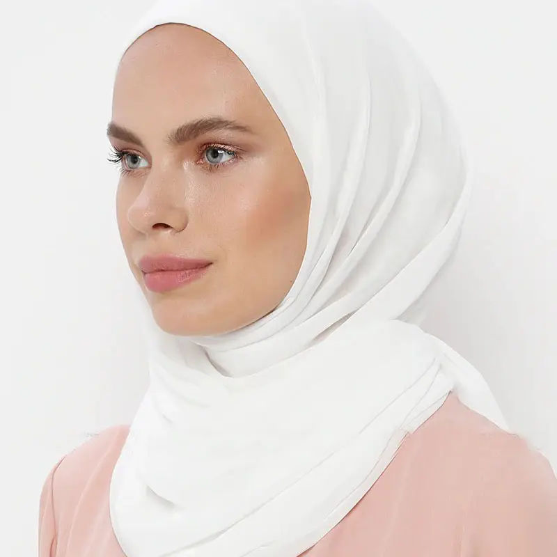 Georgette-hiyab musulmán islámico de Malasia, 78 colores, chal de gasa liso de Color sólido con perlas, Georgette, gran oferta