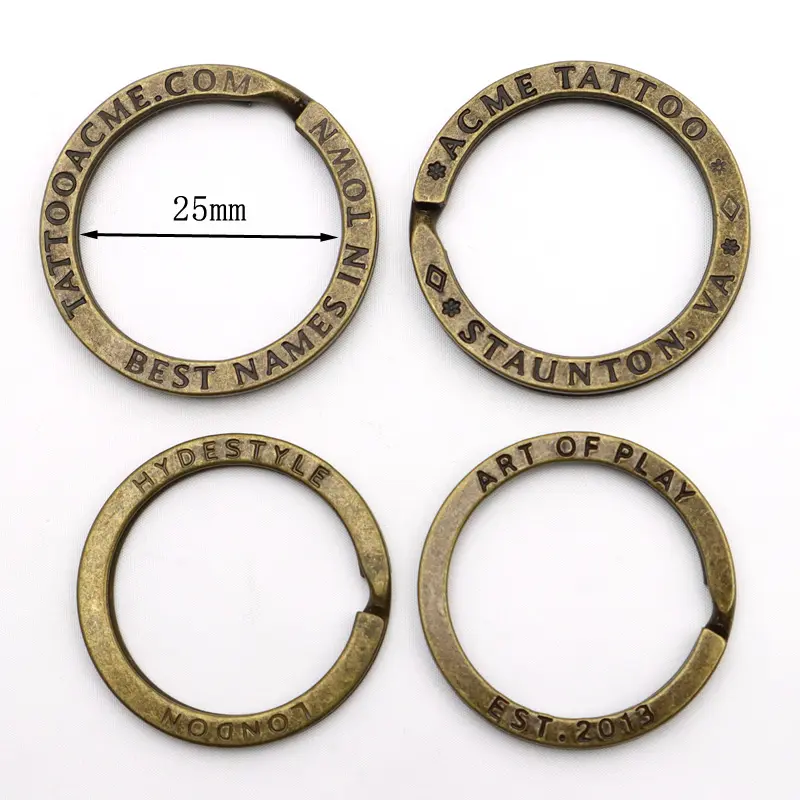 Sleutelhanger Leverancier 30Mm Metalen Split Ring Platte Sleutelhanger Ring Custom Gegraveerde Logo Key Ring Voor Sleutelhanger en Ambachtelijke