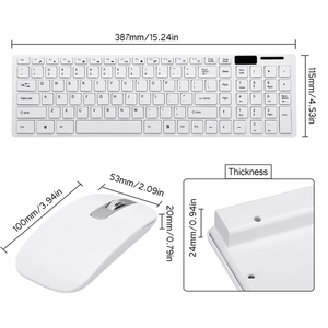 ノートパソコン英語の組み合わせのための新しい黒と白のワイヤレス光キーボードとマウスセット - Product Image 1
