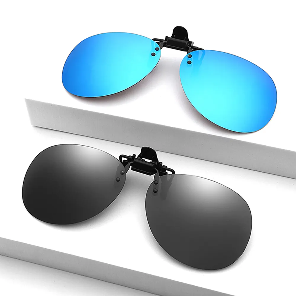 Hot Sale Barato Driver Proteção Clip em Óculos De Sol Logotipo Personalizado Stock Polarized Clip Sunglasses Lens Round Sun Clips