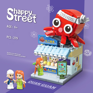 Yeni japon sokak görünümü Takoyaki dükkanı Mini tuğla modeli Set yaratıcı DIY simülasyon mimari Mini parçacık inşaat oyuncak - Product Image 4