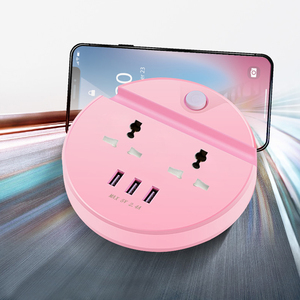 Enchufe de extensión de alimentación múltiple redondo universal de 10A con 2 tomas de corriente Puertos de carga USB y enchufe del Reino Unido para uso en el hogar y la Oficina - Product Image 3