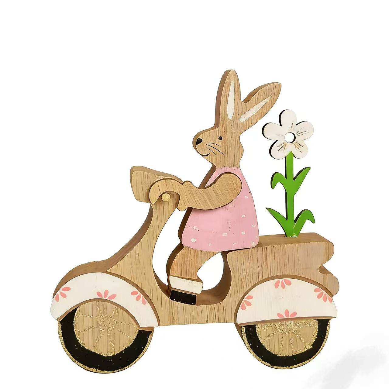 Conejito con ropa rosa.