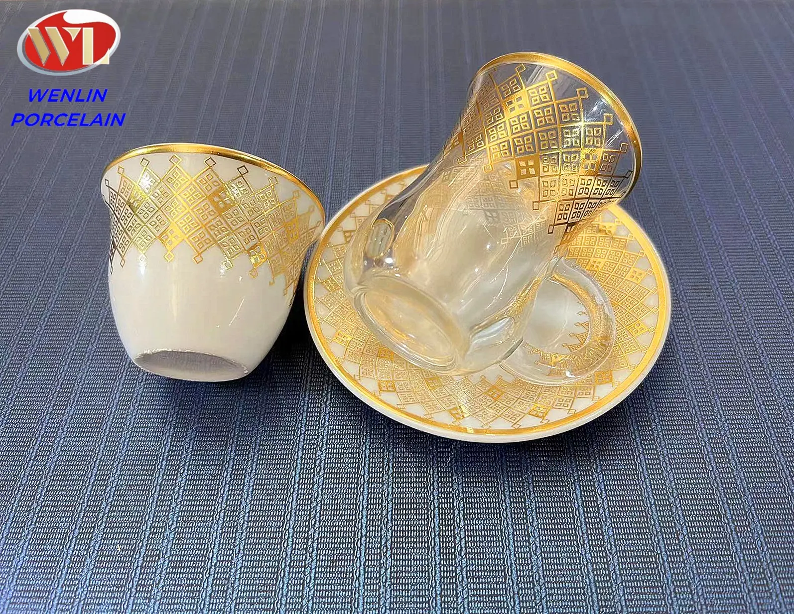 Ensemble tasse à thé en verre, tasse à café décorée arabe éthiopienne céramique et porcelaine Vases en cristal bouteille de jus d'eau Habesha Ramadan