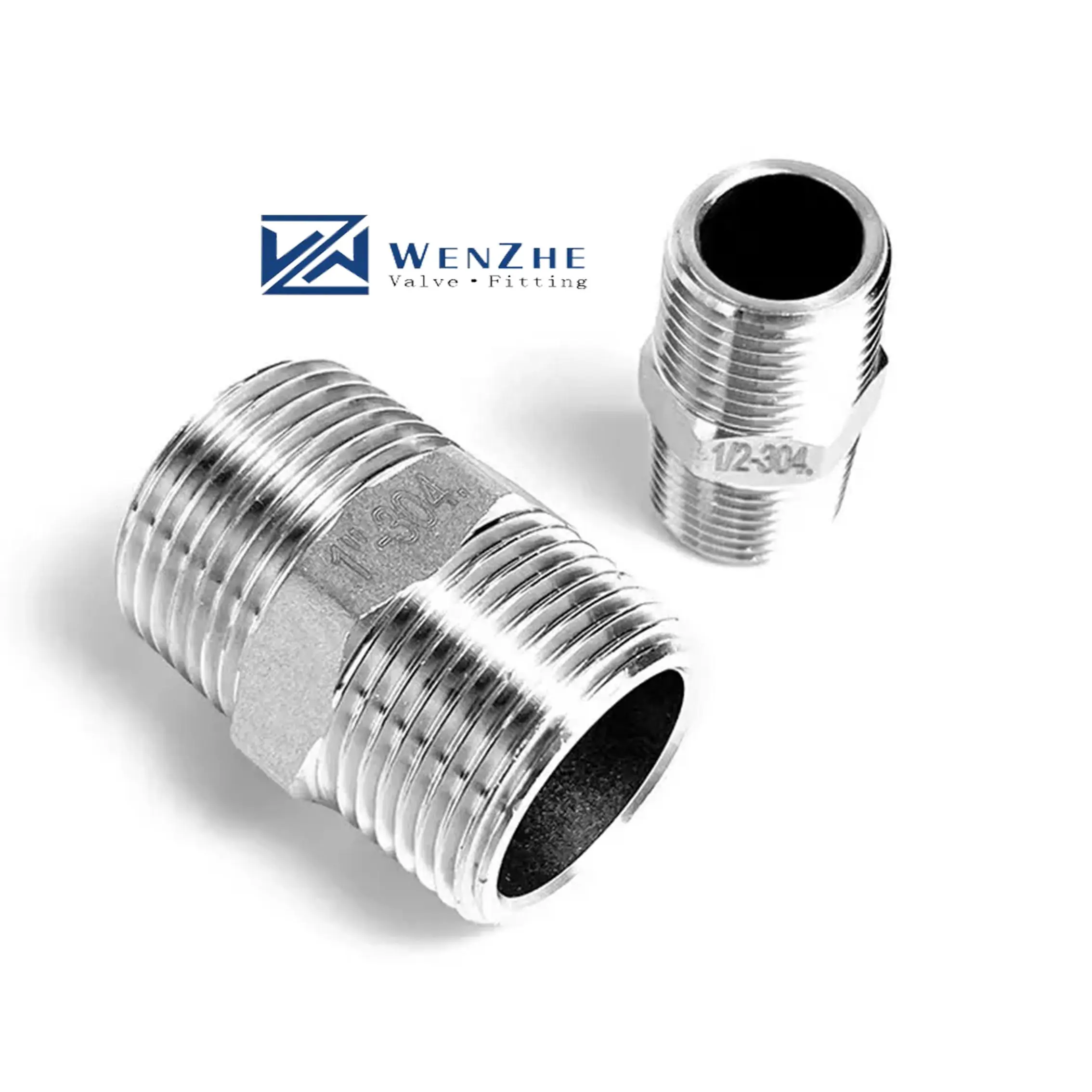 Stainless Steel 201 304 316 Thread Nipple Short Hex Hydraulic Bsp Npt Plumbing Screw Hex Nipple