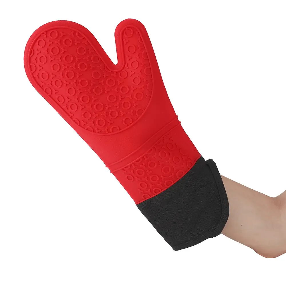 Extra Long Professional Kitchen Slip-resistant Silicone Oven Mitts Reusable Heat Resistant Silicone Baking Gloves