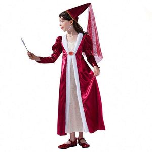 儿童中世纪公主服装文艺复兴服装长袍万圣节角色扮演