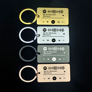 金属キーホルダー工場卸売カスタム音楽プラークキーリング長方形曲キーリングコードスキャンステンレス鋼キーホルダー歌詞 - Product Image 4