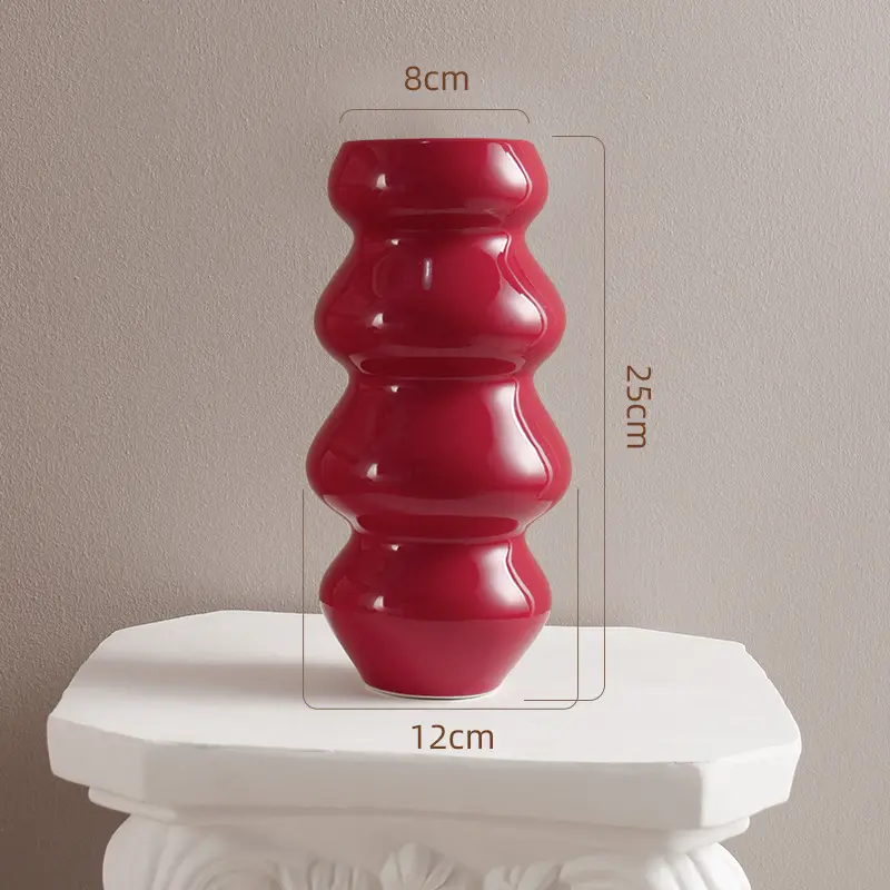 Kunden spezifische moderne und minimalist ische Keramik vase Arbeits platte Nachttisch Hochzeit Hotel Innen architektur Keramik rote Vase