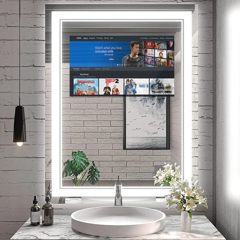 Домашнее водонепроницаемое 15,6 дюймов дисплей Android волшебное зеркало Настенный Дизайн светодиодные умные зеркала для ванной в розницу с сенсорным переключателем