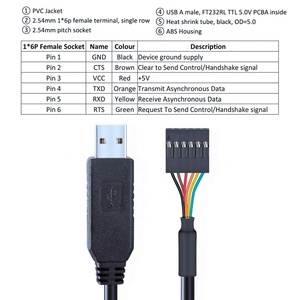 Ftdi FT232RL çip ile 6 Pin FTDI programlama kablosu