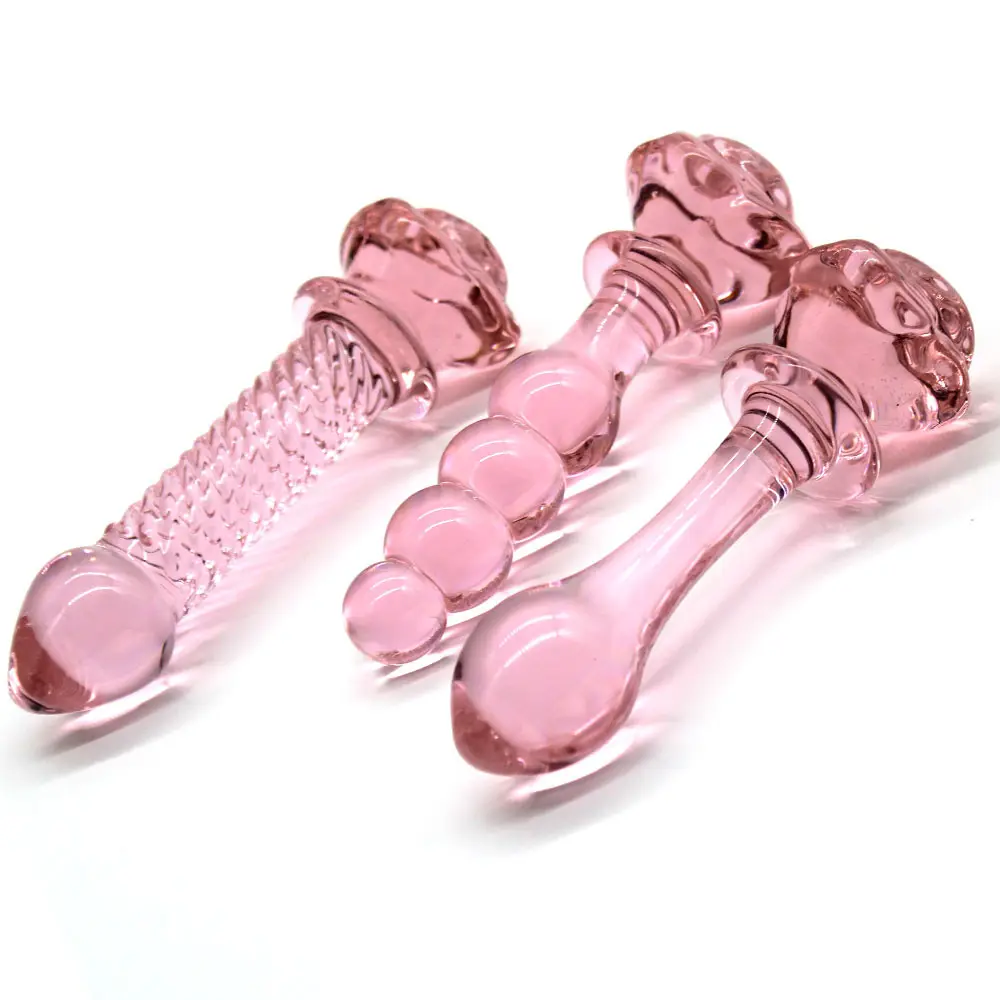 Pink Rose Flower Glass Crystal Butt Anal Plug Sex Toy for Women Men Vagina Stimulation Anal Pleasure