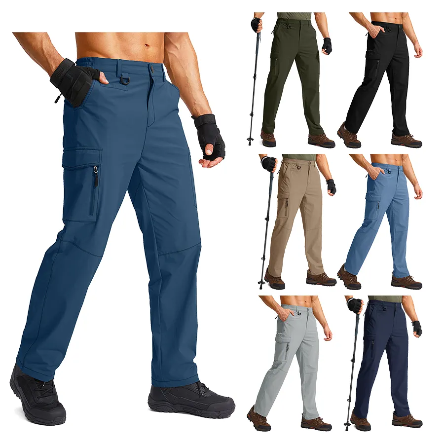 Abbigliamento sportivo produce pantaloni da trekking Ripstop intrecciati De Hombre tessuto in Nylon pantaloni Cargo tattici da Golf neri per uomo
