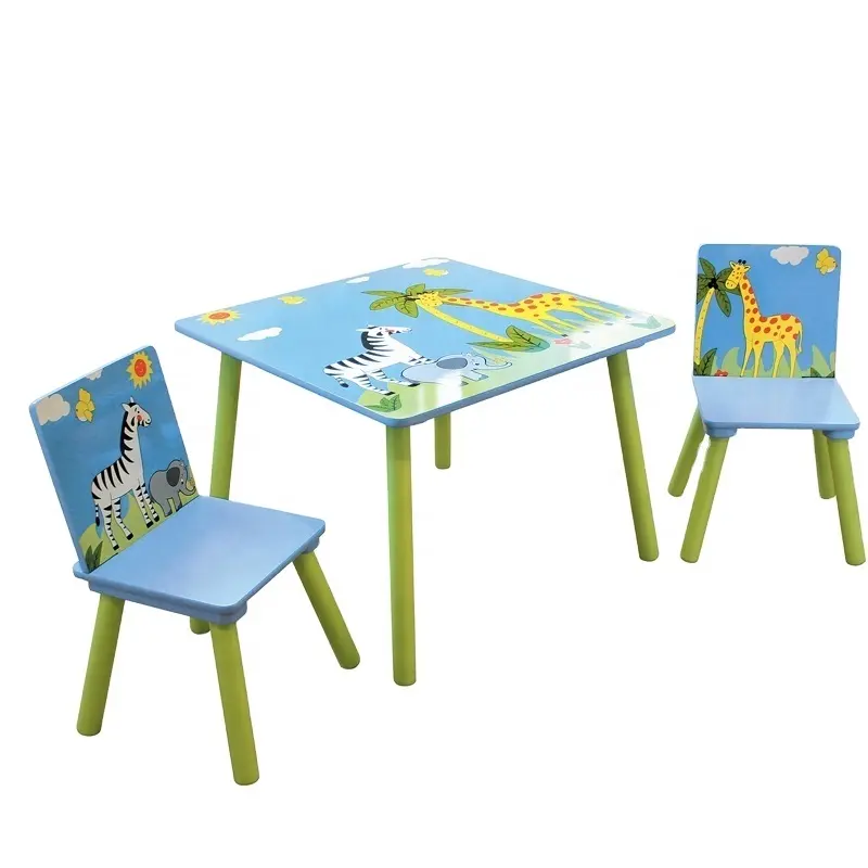 Toffy & Friends-Juego de mesa y sillas de madera para dormitorio infantil, piezas de árbol