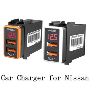 CHELINK çift USB bağlantı noktası QC 3.0 hızlı şarj adaptörü dijital LED ekran 12 V 24 V giriş USB araba şarjı nissan için - Product Image 2