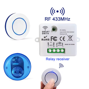 KT23-<strong>B</strong>-4 QIACHIP Wireless RF 433MHz Remote <strong>Control</strong> Switch AC 220V 10A Relay Receiver and Round Button Transmitter