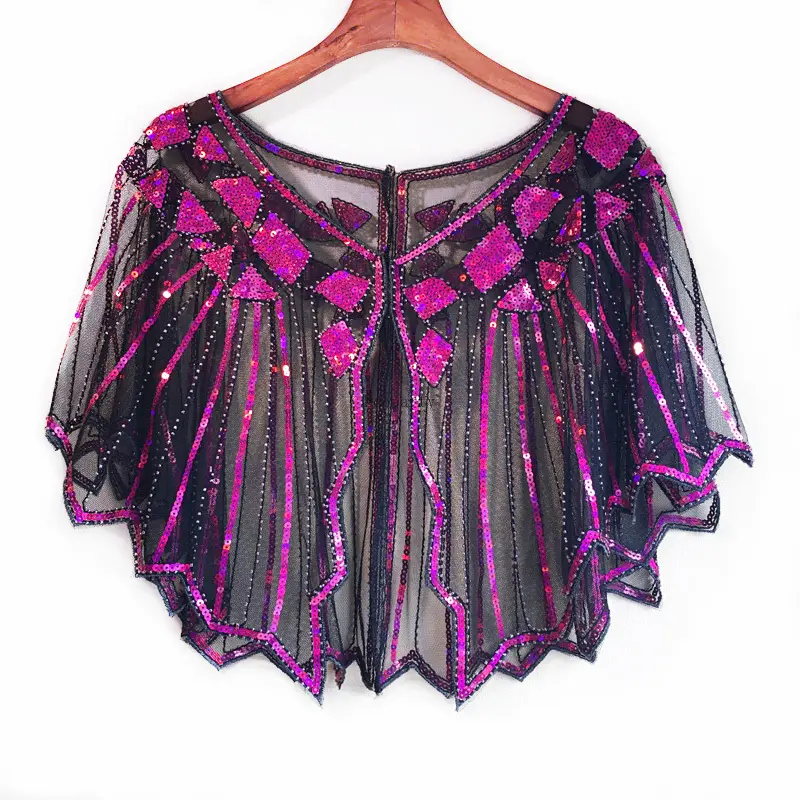 Eco party Damen 1920er Jahre Schal Perlen Abend Wraps Flapper Bolero