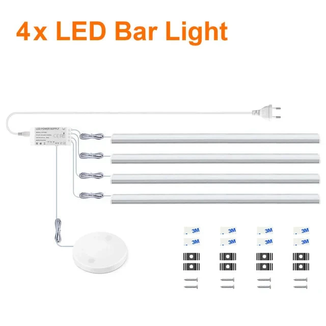 Tiras de luces LED para gabinetes de 50 cm, paquete de 4