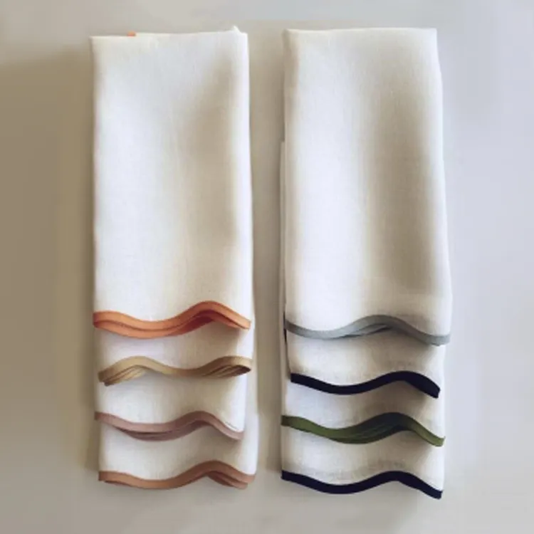 Fabricante chino personalizado impreso 100 servilleta de lino bordada a mano