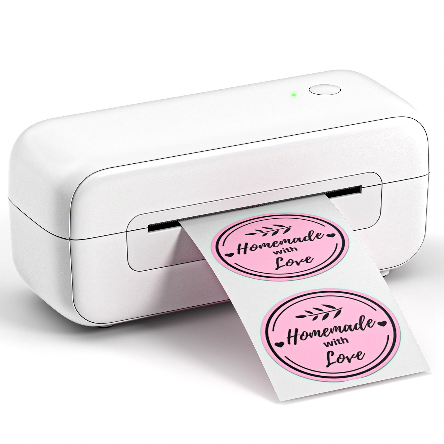 เครื่องพิมพ์สีขาวพร้อมกระดาษสติ๊กเกอร์ขนาด 4x6 นิ้ว 10 แผ่น