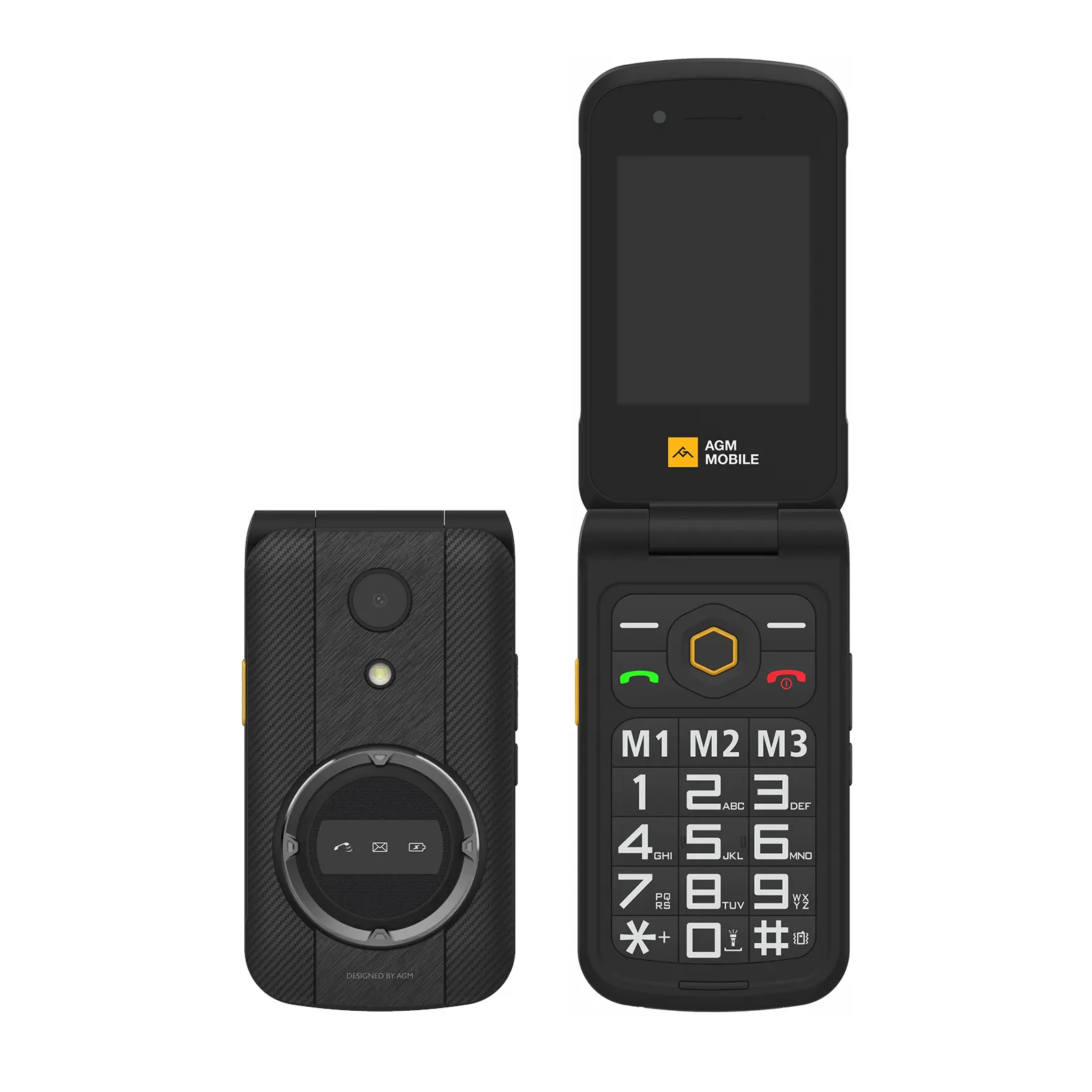 2.8 इंच फ्लिप मोबाइल फोन एसओएस 4G LTE 1500mAh टिकाऊ और बीहड़ तह सेलफोन हियरिंग एड के साथ संगत कीपैड एजीएम M8